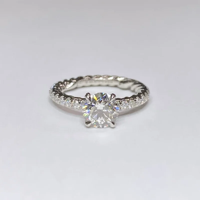 Women’s unique gemstone engagement rings-David Yurman 1.00ct Round Eden Pave Platinum Engagement Ring