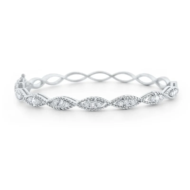 Women’s braided bracelets-Diamond Marquise Twist Bangle Set in 14 Kt. Gold