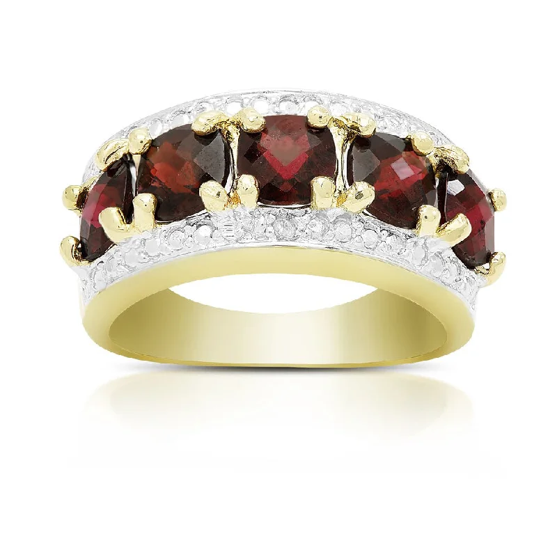 Women’s cocktail rings-Dolce Giavonna Gold Over Sterling Silver Gemstone and Diamond Accent Five Gemstone Ring