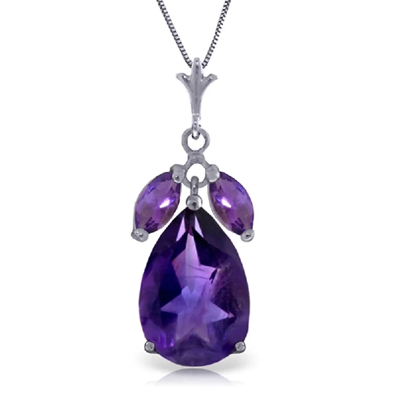 Women’s sparkling diamond rings-6.5 Carat 14K White Gold Enduring Flame Amethyst Necklace