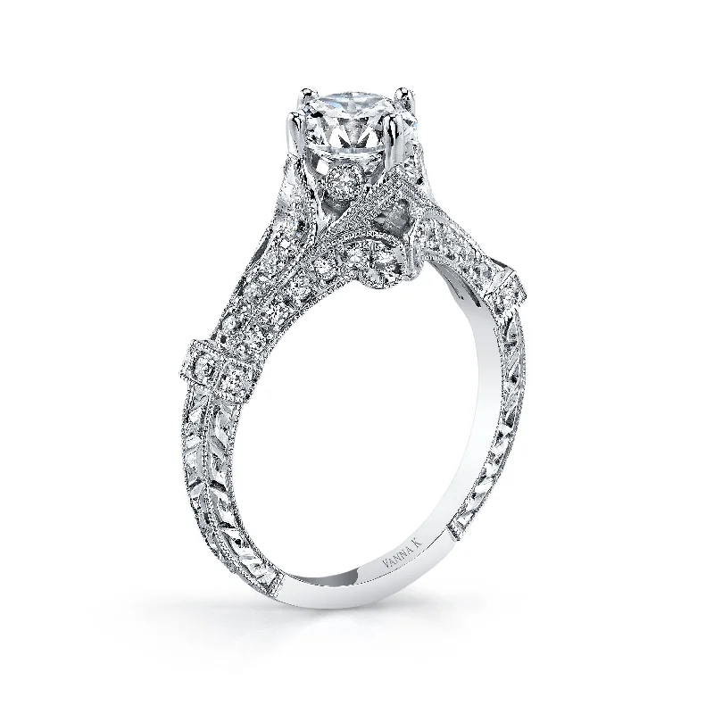 Women’s affordable engagement rings-18K White Gold Diamond Engagement Ring