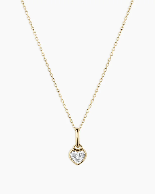 Women’s wedding day necklaces-Lab Grown Diamond Heart Charm Necklace