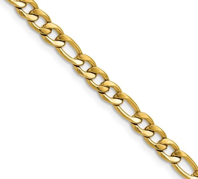 Women’s bohemian necklaces-Stainless Steel Polished Yellow IP-plated 4.5mm Figaro Chain