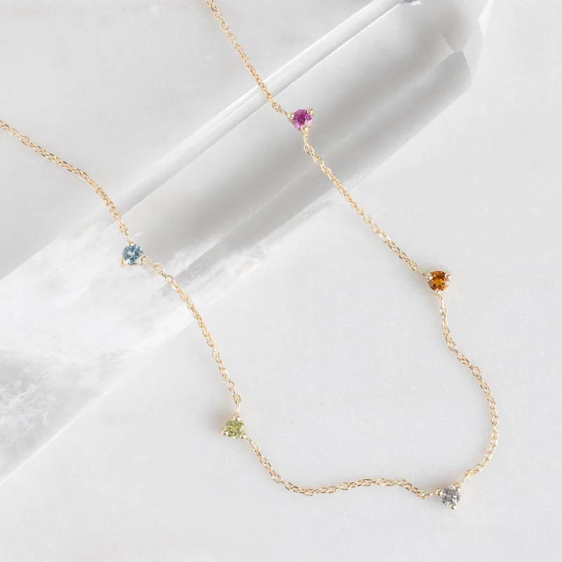 Women’s gemstone bar necklaces-The Custom Multi-Birthstone Necklace | 5 Stones