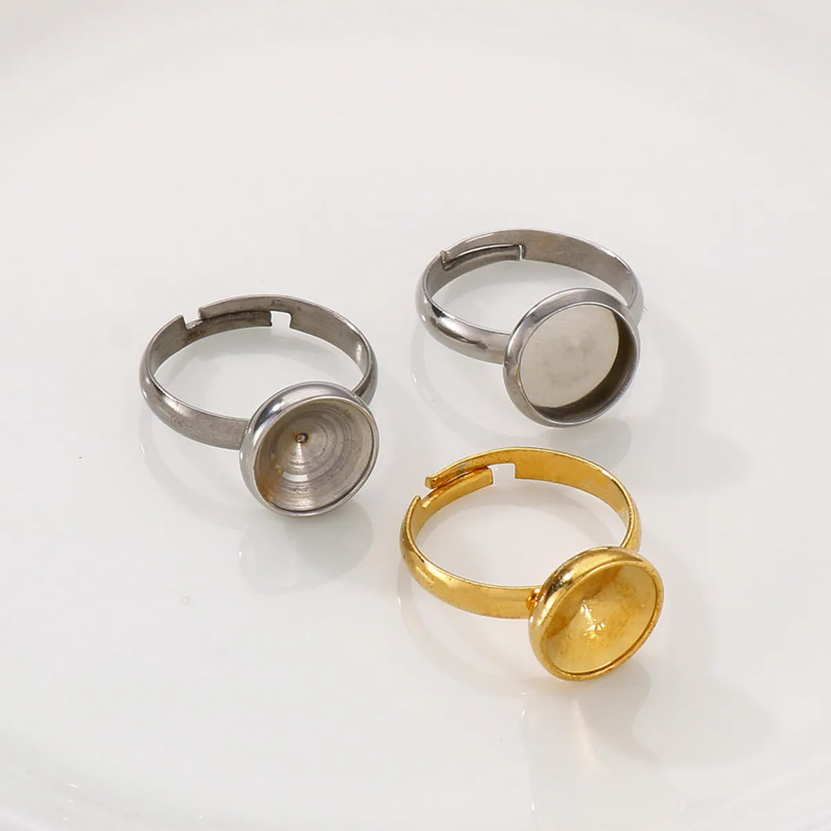 Women’s yellow gold rings-Simple Style Round Stainless Steel Plating Open Rings