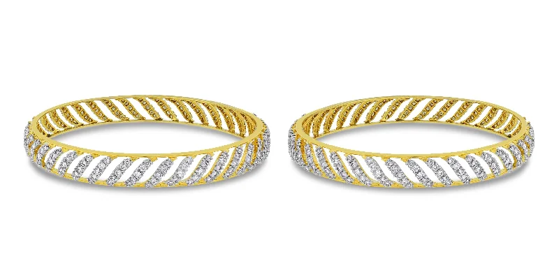 Women’s diamond bangles-Beauvince Curves Diamond Bangles Set (7.70 ct Diamonds) in 18K Gold