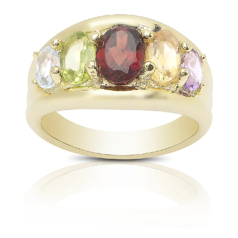 Women’s diamond solitaire rings-Dolce Giavonna Gold Over Sterling Silver Multi Gemstone Ring