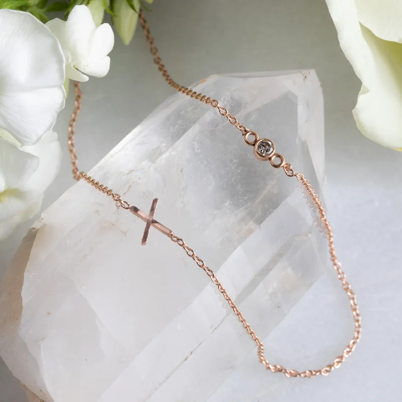 Women’s rainbow necklaces-The XO' Salt and Pepper Diamond Necklace | 14K Rose Gold