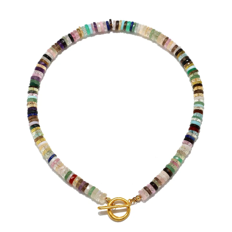 Women’s art deco necklaces-Misty Rainbow Beaded Heishi Necklace