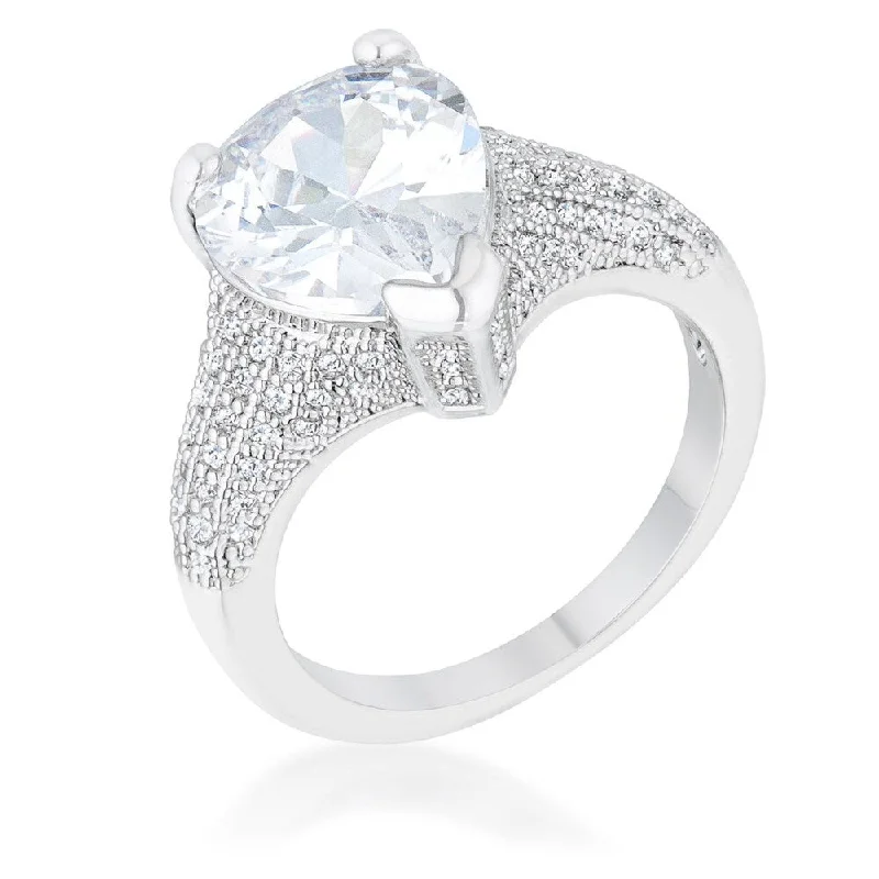 Women’s bohemian rings-Rhyne 5.8ct CZ Rhodium Pear Cocktail Ring