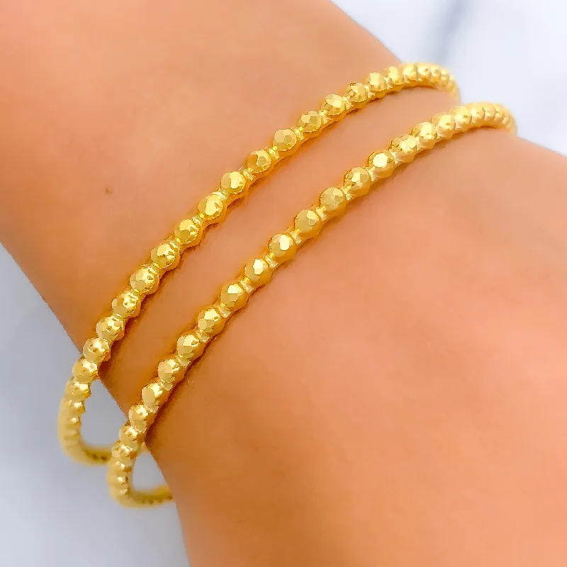 Women’s custom bracelets-Trendy Everyday 21k Gold Bangles