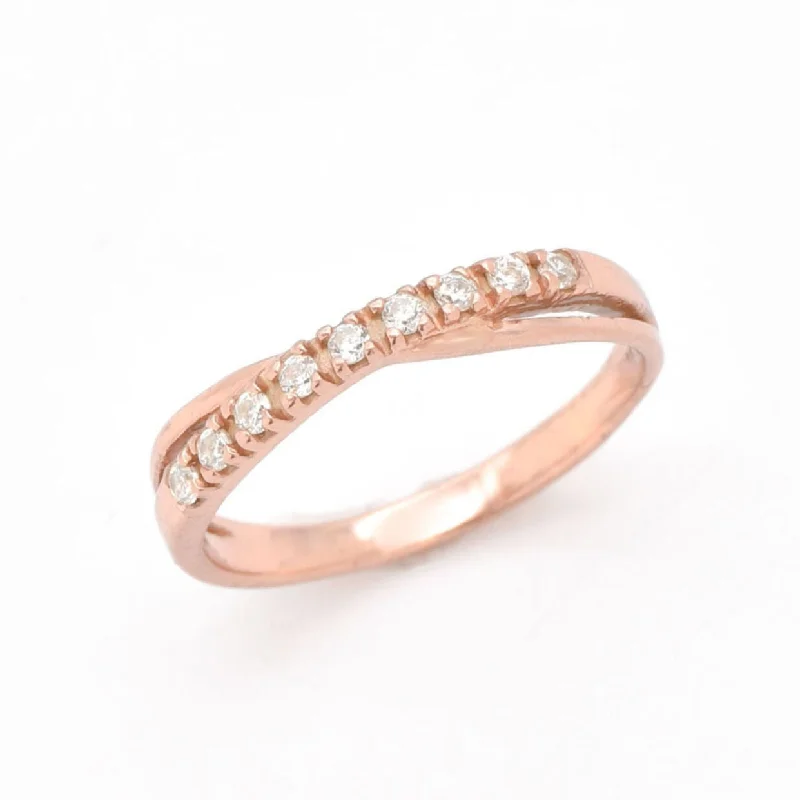 Women’s classic engagement rings-Rose Gold Diamond Ring - Gold Intertwine Ring - Rose Gold Criss Cross Ring