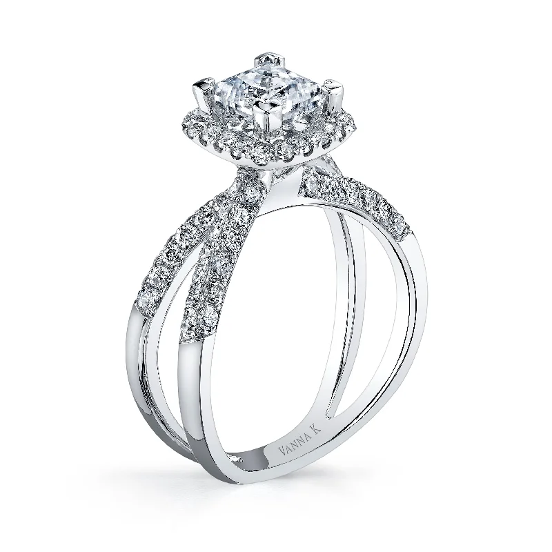 Women’s oval engagement rings-18K White Gold Diamond Engagement Ring