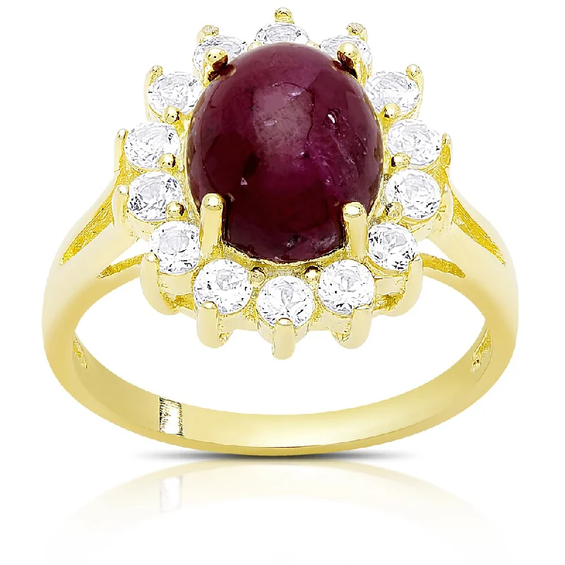 Women’s heart-shaped diamond rings-Dolce Giavonna Gold Over Silver Ruby Cocktail Ring