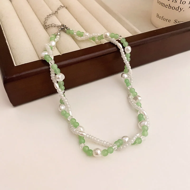 10# Necklace-Green (Pearl Crystal)