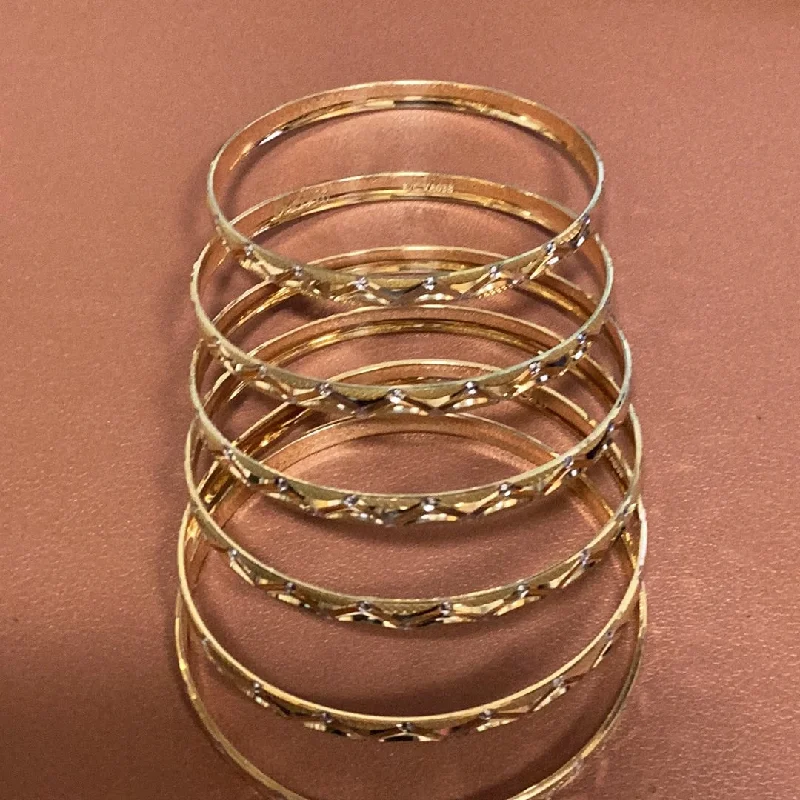 Women’s luxury bangles-Reflective Zig Zag 22k Gold Bangle Set