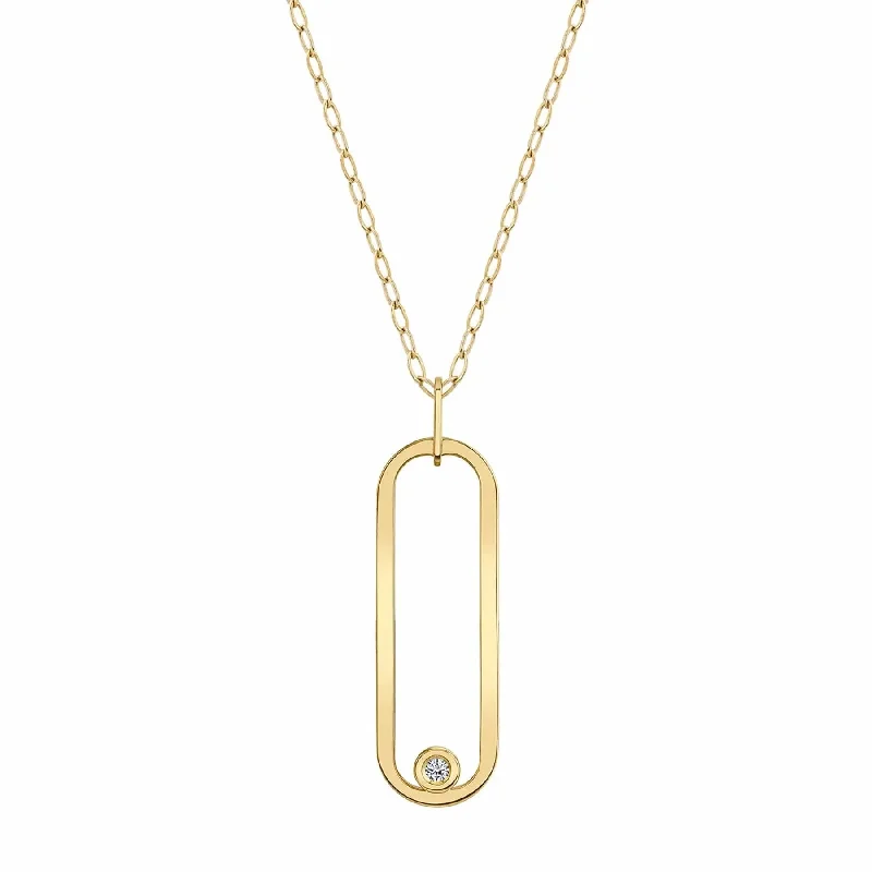 Women’s gold-plated necklaces-0.08ctw Diamond Longline Link Pendant