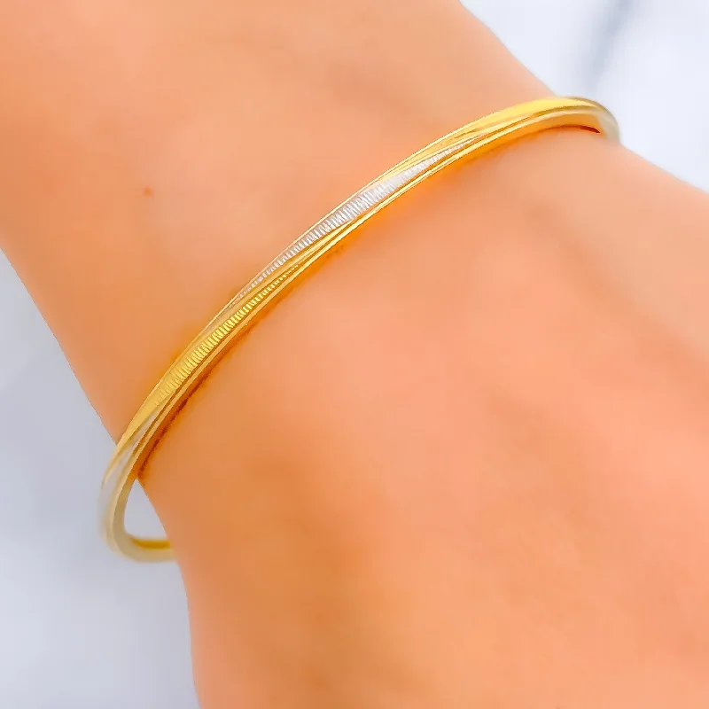 Women’s leather bracelets-Majestic Two-Tone 22k Gold Bangle