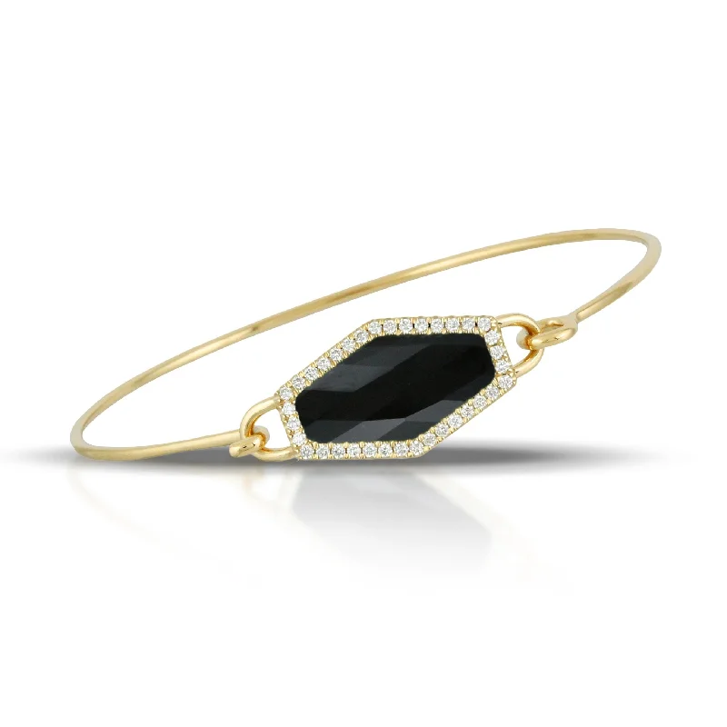 Women’s nature-inspired bracelets-Doves Gatsby Collection 18K Yellow Gold Diamond Bangle