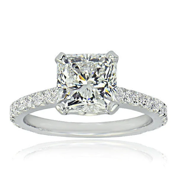 Women’s modern engagement rings-"ENGR02000" Radiant Cut Solitaire Diamond Ring