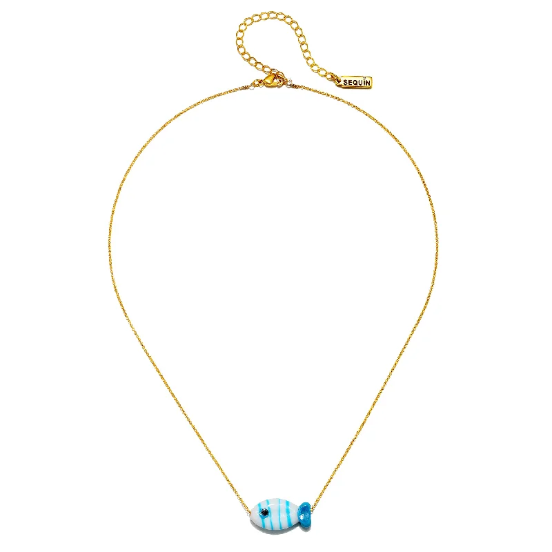 Women’s moonstone necklaces-Striped Poisson Necklace