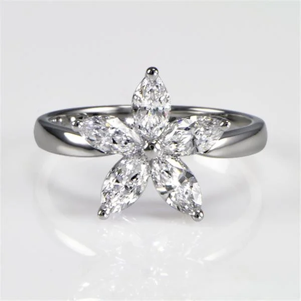 Women’s classic diamond engagement rings-"LADRG01468" Flower Diamond Ring in 18K Gold in 18K White Gold (1.00 ct. tw.)