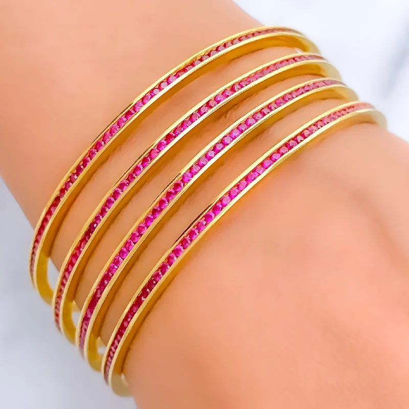 Women’s braided bangles-Sophisticated Plush 22k Gold CZ Bangles