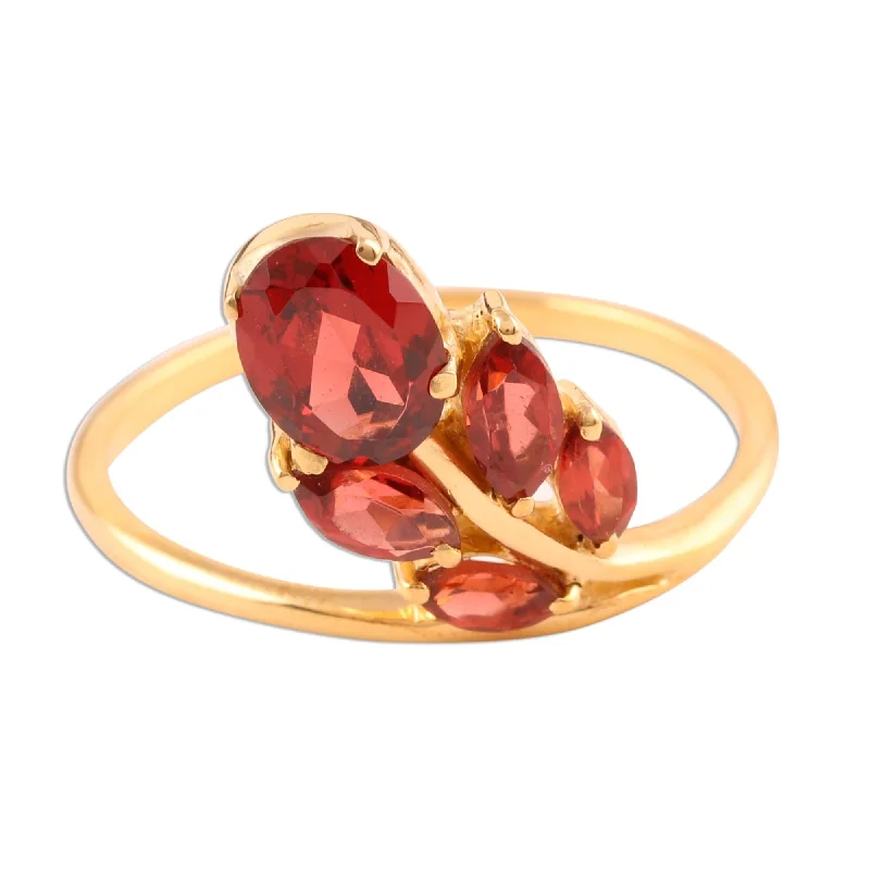 Women’s luxury wedding rings-Novica Handmade New Life Gold Vermeil Garnet Cocktail Ring