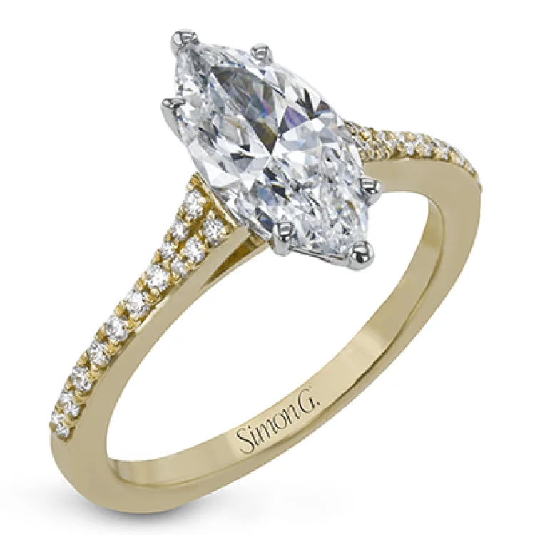 Women’s vintage-style diamond engagement rings-Simple yet stunning, this graceful engagement ring is made for a marquise cut center stone and is set with .16 ctw of white diamonds.