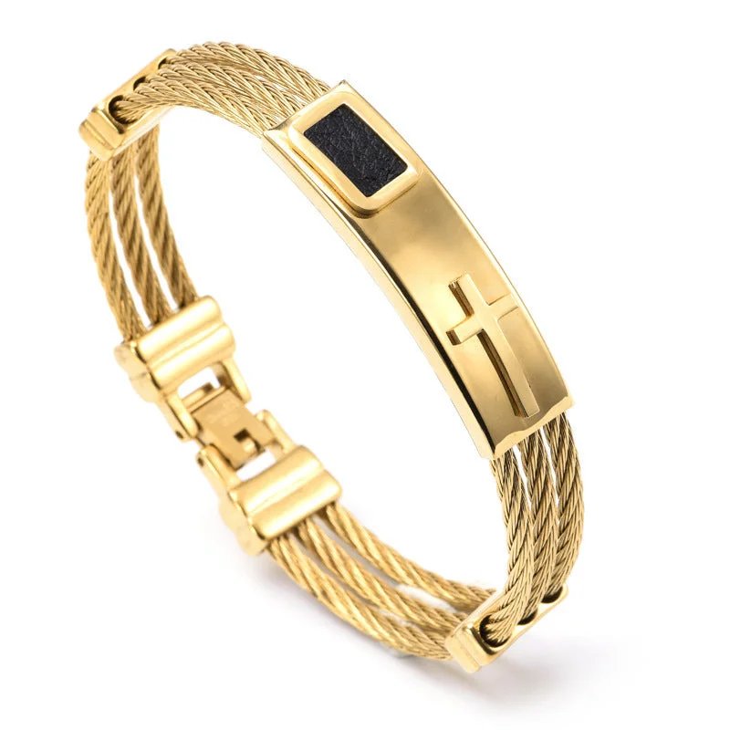 Women’s stacked gold bracelets-Wholesale Commute Round Titanium Steel Polishing Bangle