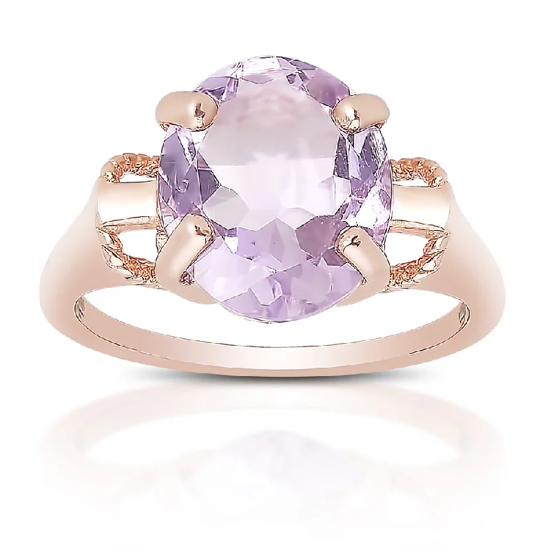 Women’s solitaire rings-Dolce Giavonna Rose Gold Over Sterling Silver Amethyst Solitaire Ring