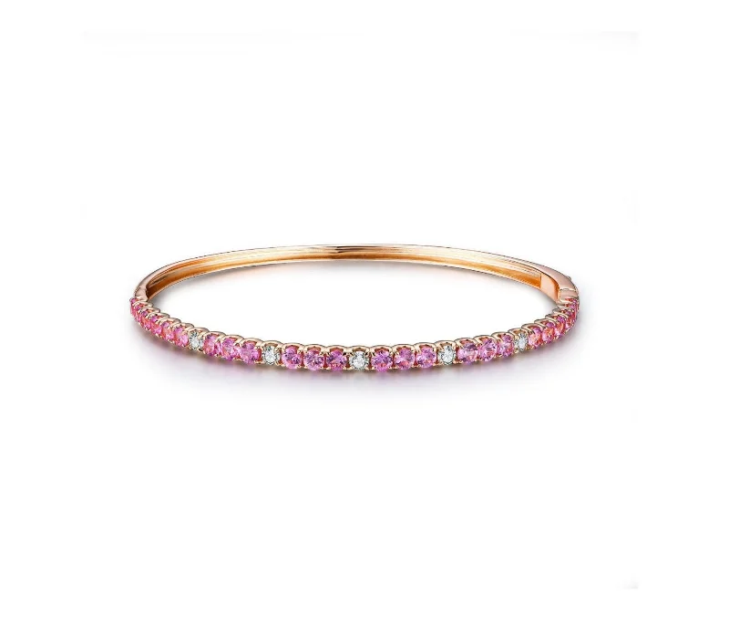 Women’s luxury bangles-Classic Pink Sapphire and White Diamond Half Bangle