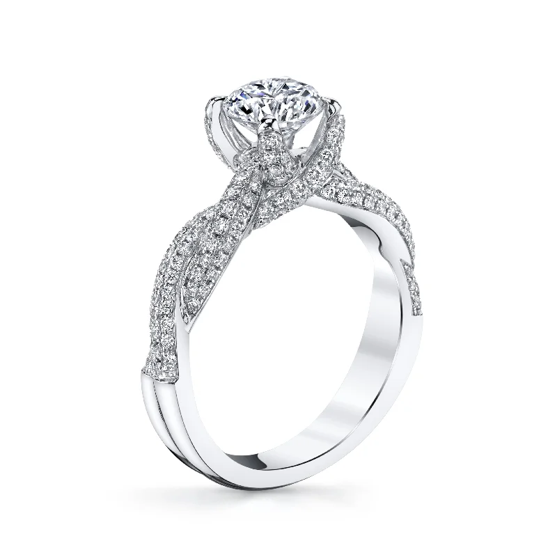 Women’s pear-shaped engagement rings-18K White Gold Diamond Engagement Ring