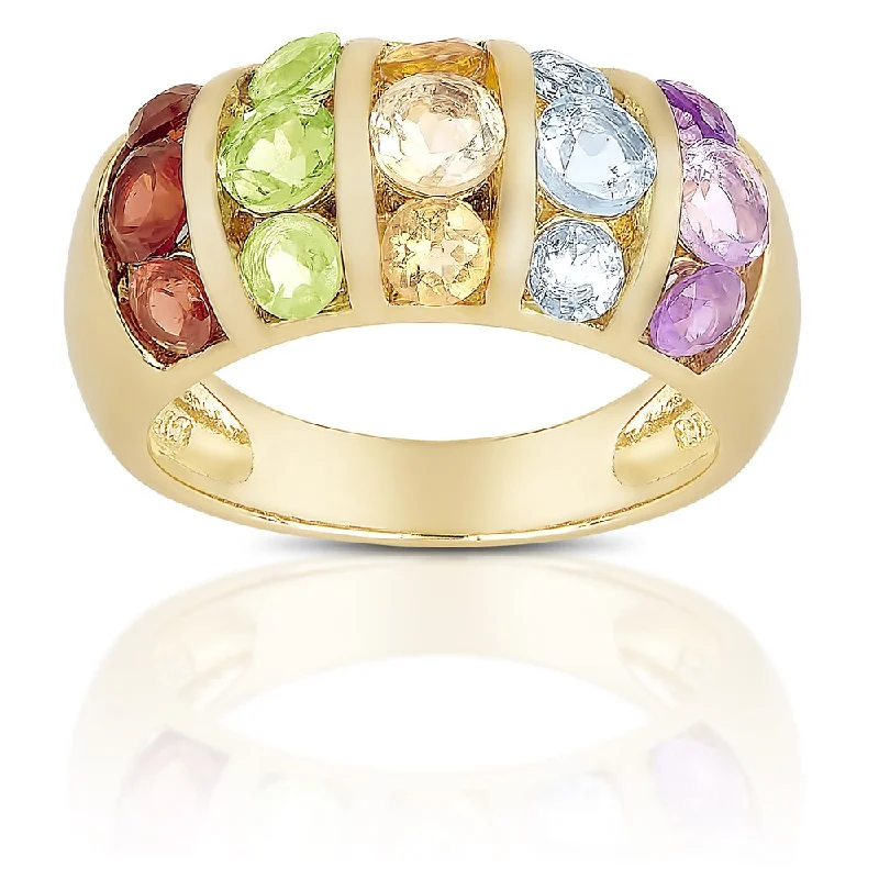 Women’s silver fashion rings-Dolce Giavonna Sterling Silver Multi Gemstone Ring