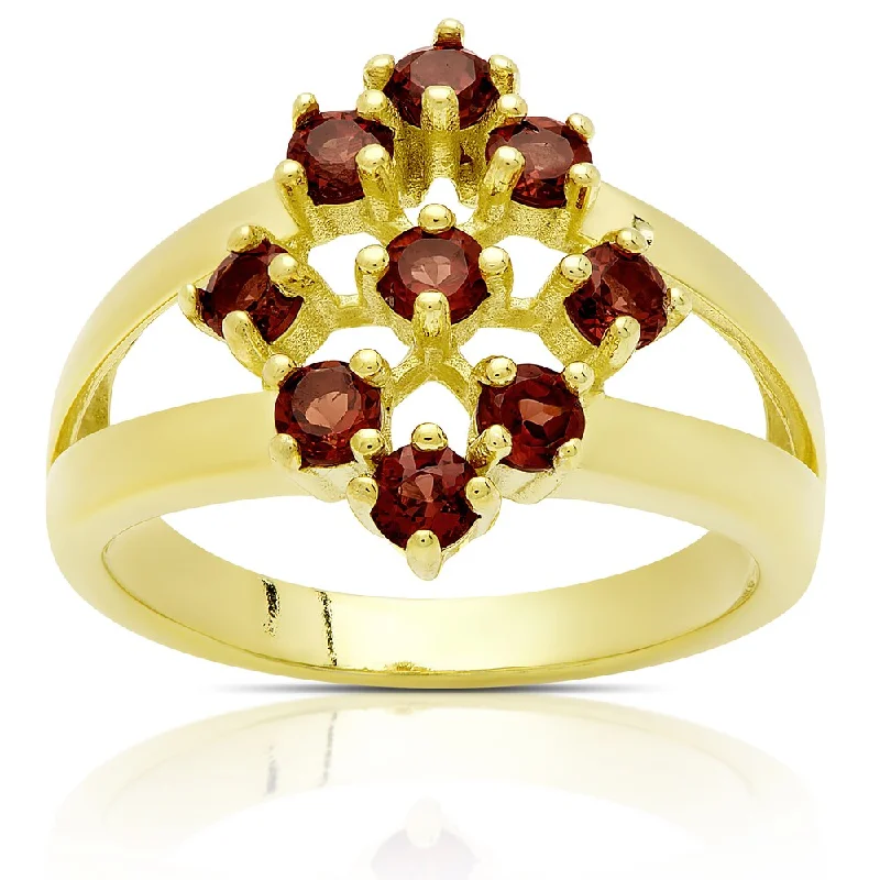 Women’s vintage wedding rings-Dolce Giavonna Gold Over Sterling Silver Garnet Ring