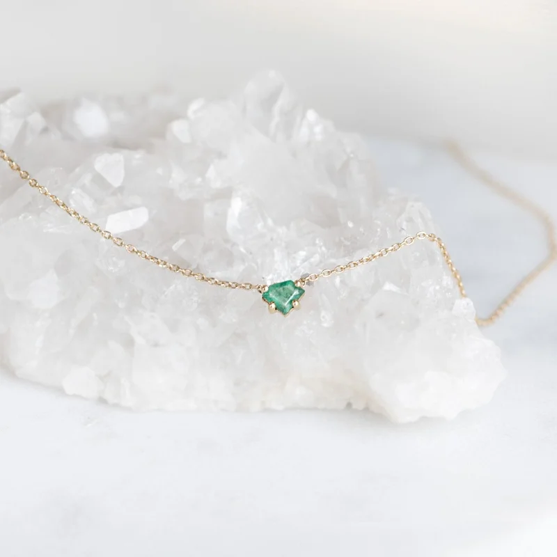 Women’s luxury gold necklaces-The Geometric Emerald Necklace | 10K Yellow Gold