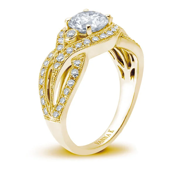 Women’s vintage engagement rings-18K YELLOW GOLD DIAMOND ENGAGEMENT RING