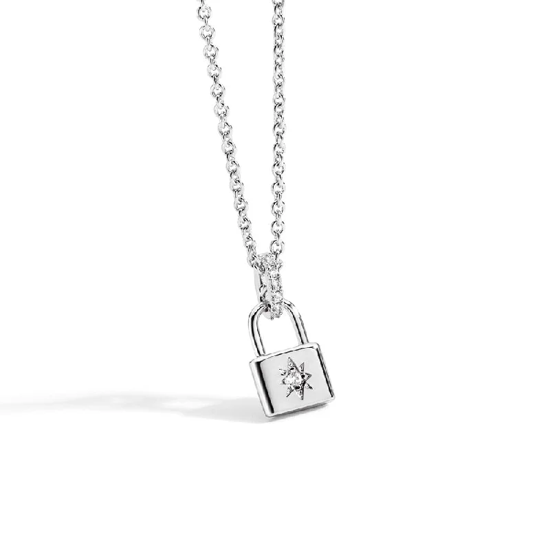 White Gold Lock Necklace