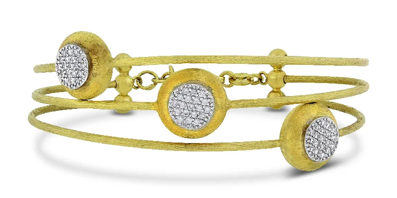 Women’s gemstone charm bracelets-Beauvince Trinity Satin Diamond Bangle (0.43 ct Diamonds) in Yellow Gold