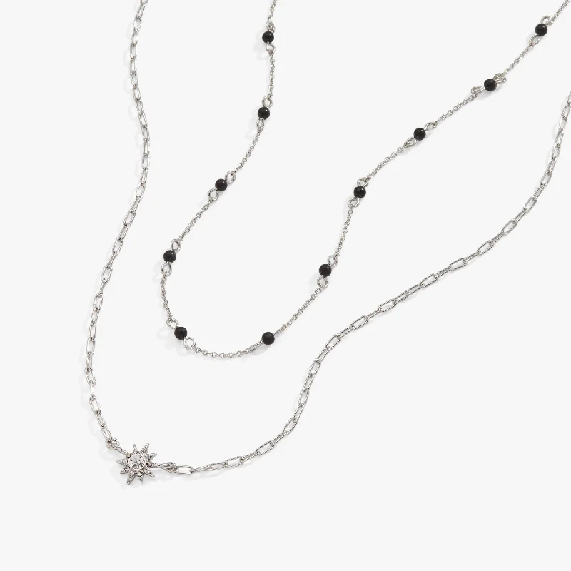 Women’s modern necklaces-Delicate Star Necklace, Reconstituted Onyx