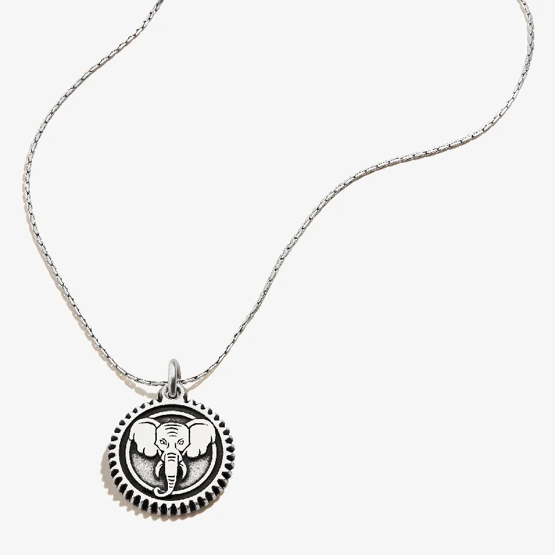 Women’s gemstone choker necklaces-Elephant Embossed Charm Necklace