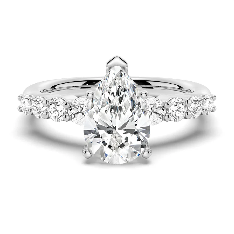 Women’s engagement rings with diamonds-Classic Shared-Prong Pear Shaped Engagement Ring