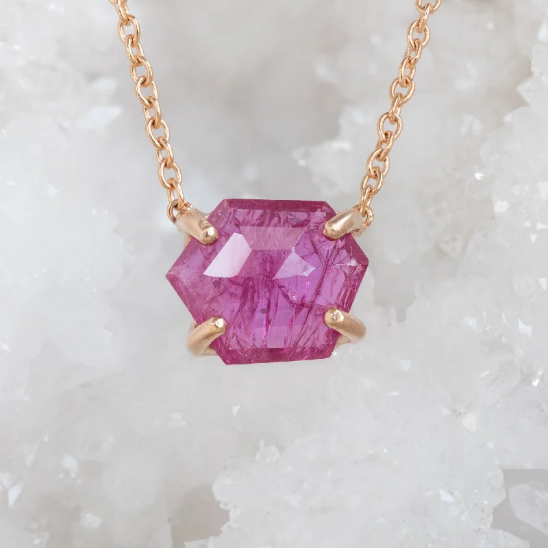 Women’s sparkling necklace sets-The Geometric Ruby Necklace | Gold Filled