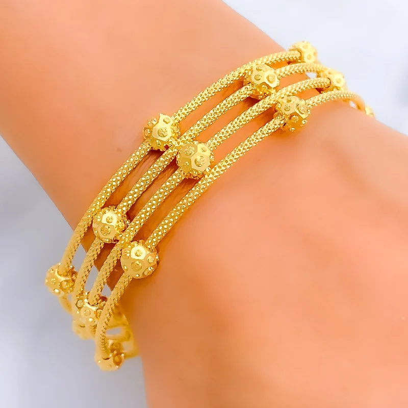 Women’s lucky charm bracelets-Dazzling Palatial 22k Gold Bangle