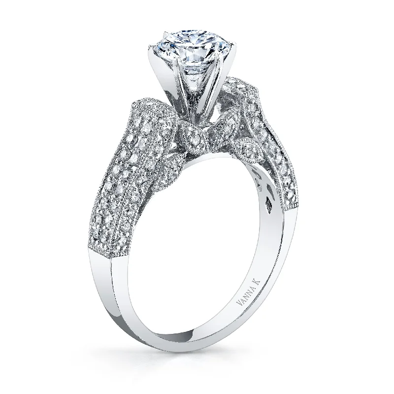 Women’s sapphire and diamond engagement rings-18K White Gold Diamond Engagement Ring