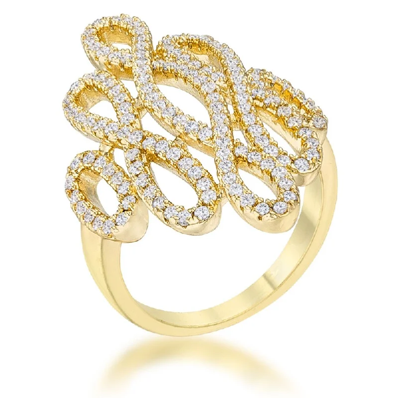 Women’s stacked engagement rings-Natasha 0.94ct CZ 14k Gold Contemporary Cocktail Ring