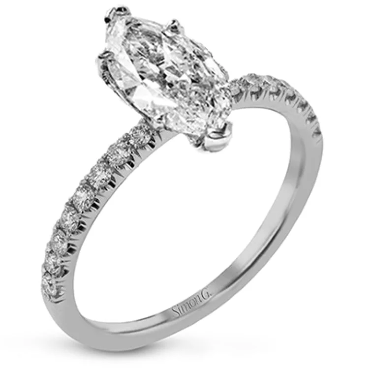 Women’s affordable engagement rings-This distinctive bridal set design features a double-layer wedding band that fits around the engagement ring. The set contains .77 ctw of white diamonds.