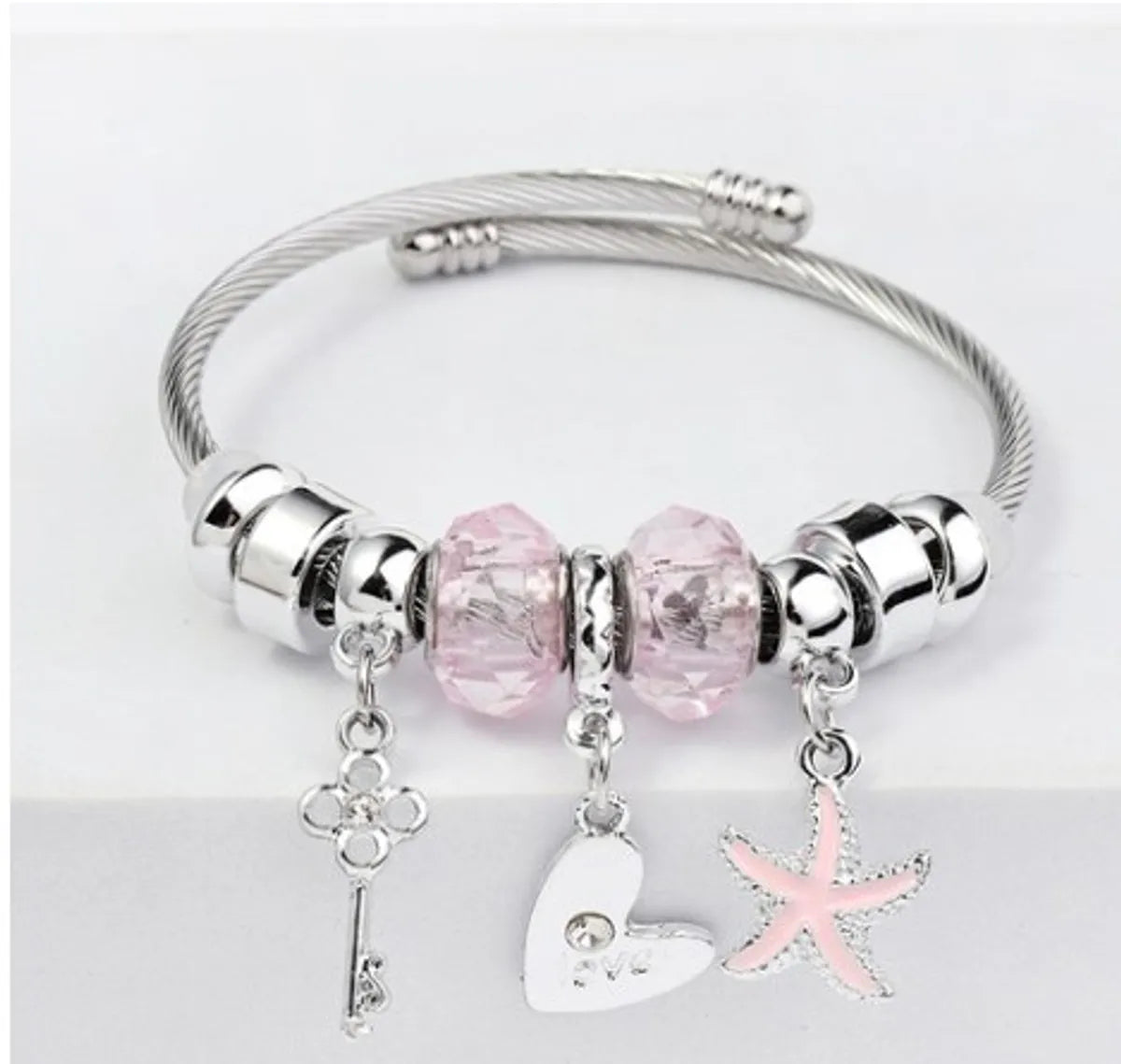 Women’s rose gold bracelets-Sweet Star Stainless Steel Plating Bangle