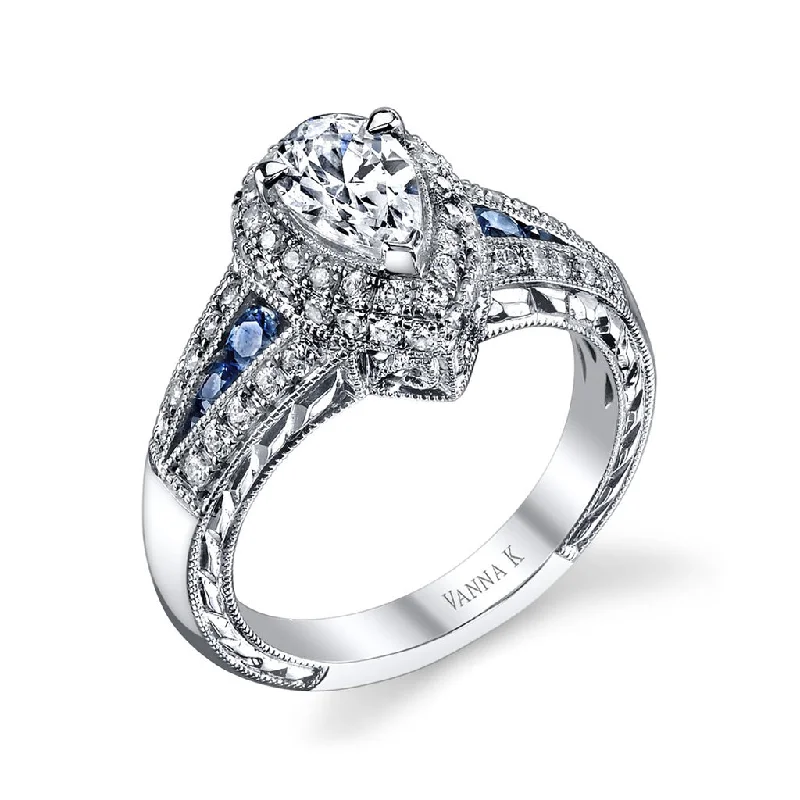 Women’s engagement rings with morganite-18K White Gold Diamond And Sapphire Engagement Ring