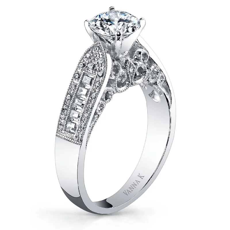 Women’s white gold engagement rings-18K White Gold Diamond Engagement Ring